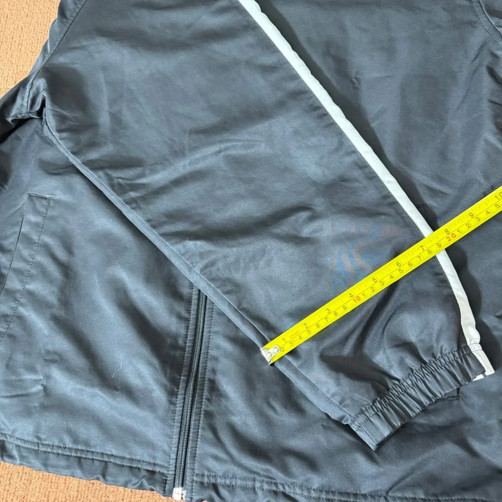 Vintage Reebok Mens Black White Full‎ Zip Track Jacket Windbreaker Size L 585 A+